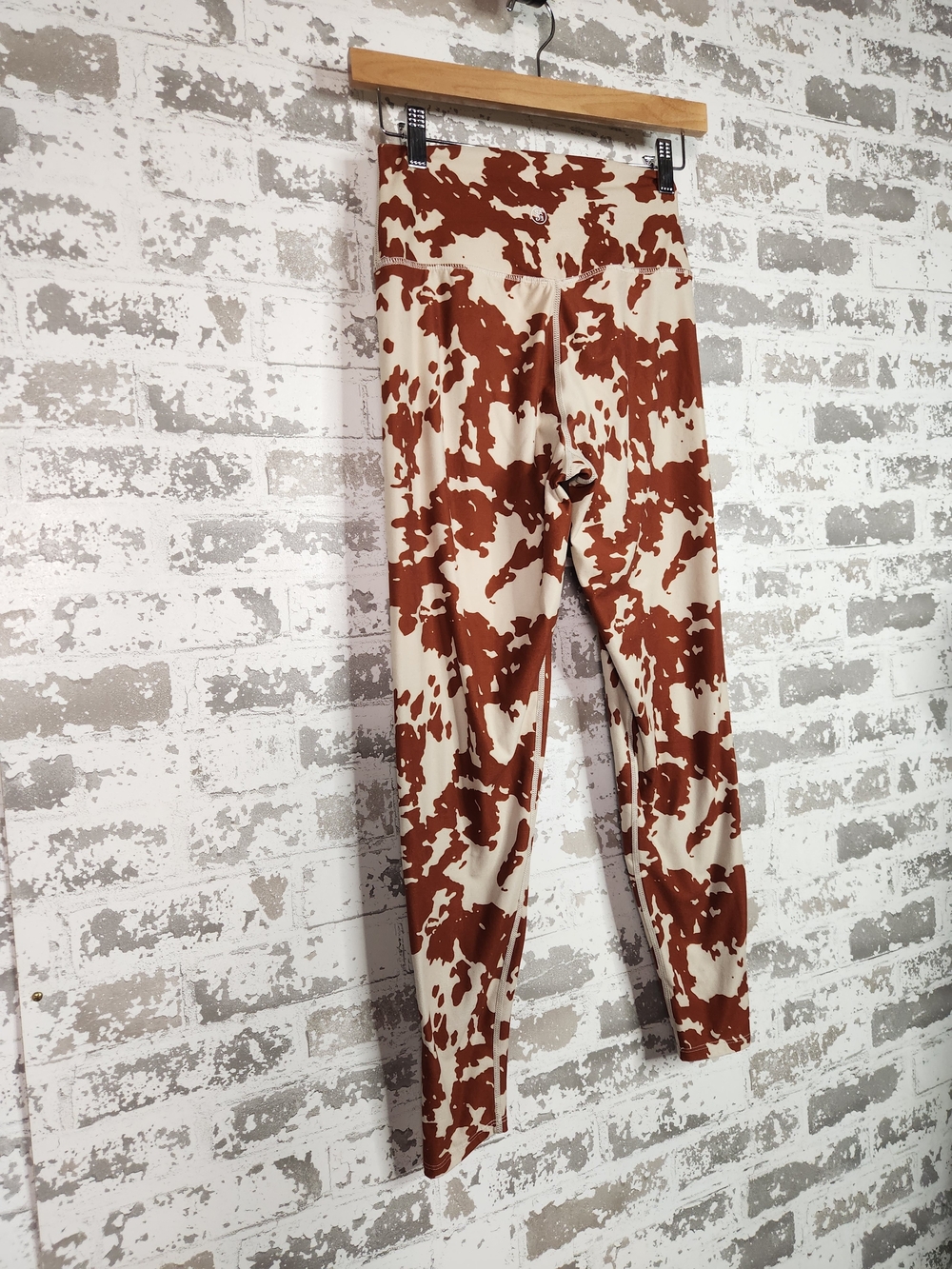 Sage Cream and Brown Cowprint High-Waist Leggings - Picture 6 of 10